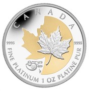 Canada 300 Dollars Maple Leaf 2013 Proof KM# 1386 CANADA 9995 9995 25 YEARS ANS FINE PLATINUM 1 OZ PLATINE PUR coin reverse Canada 300 Dollars Maple Leaf 2013 Proof KM# 1386 CANADA 9995 9995 25 YEARS ANS FINE PLATINUM 1 OZ PLATINE PUR coin reverse