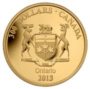 Canada 300 Dollars Ontario Coat of Arms 2013 Proof KM# 1571 300 DOLLARS ∙ CANADA VT INCEPIT FIDELIS SIC PERMANET ONTARIO 2013 coin reverse Canada 300 Dollars Ontario Coat of Arms 2013 Proof KM# 1571 300 DOLLARS ∙ CANADA VT INCEPIT FIDELIS SIC PERMANET ONTARIO 2013 coin reverse