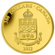 Canada 300 Dollars Quebec Coat of Arms 2012 Proof KM# 1224 300 DOLLARS ∙ CANADA 2012 coin reverse