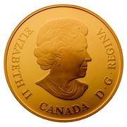 Canada 300 Dollars Queen's 80th Birthday 2006 Proof KM# 679 ELIZABETH II D ∙ G ∙ REGINA CANADA coin obverse Canada 300 Dollars Queen's 80th Birthday 2006 Proof KM# 679 ELIZABETH II D ∙ G ∙ REGINA CANADA coin obverse
