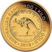 Australia 3000 Dollars Australian Kangaroo 2019 AUSTRALIAN KANGAROO 1 KILO 9999 GOLD 2019 RED KANGAROO P coin reverse