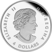 Canada 4 Dollars Bald Eagle 2015 KM# 1886 ELIZABETH II D G REGINA 4 DOLLARS SB coin obverse