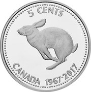 Canada 5 Cents 1967 Centennial - Rabbit 2017 Proof 5 CENTS CANADA 1967-2017 coin reverse Canada 5 Cents 1967 Centennial - Rabbit 2017 Proof 5 CENTS CANADA 1967-2017 coin reverse