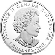 Canada 5 Dollars August Birthstone 2018 Proof ELIZABETH II CANADA D • G • REGINA 5 DOLLARS • 2018 SB coin obverse