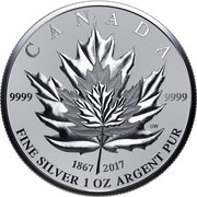 Canada 5 Dollars Fractional Maple Leaf Tribute 2017 Reverse Proof CANADA 9999 9999 1867 2017 FINE SILVER 1 OZ ARGENT PUR SW coin reverse Canada 5 Dollars Fractional Maple Leaf Tribute 2017 Reverse Proof CANADA 9999 9999 1867 2017 FINE SILVER 1 OZ ARGENT PUR SW coin reverse