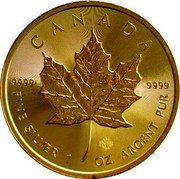 Canada 5 Dollars Gilded Maple Leaf 2017 CANADA 9999 9999 FINE SILVER 1 OZ ARGENT PUR coin reverse Canada 5 Dollars Gilded Maple Leaf 2017 CANADA 9999 9999 FINE SILVER 1 OZ ARGENT PUR coin reverse