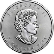 Canada 5 Dollars Lynx 2015 ELIZABETH II 5 DOLLARS 2015 SB coin obverse Canada 5 Dollars Lynx 2015 ELIZABETH II 5 DOLLARS 2015 SB coin obverse