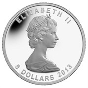 Canada 5 Dollars Maple Leaf - 25th Anniversary 2013 Proof KM# 1382 ELIZABETH II 5 DOLLARS 2013 coin obverse Canada 5 Dollars Maple Leaf - 25th Anniversary 2013 Proof KM# 1382 ELIZABETH II 5 DOLLARS 2013 coin obverse