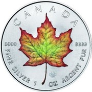 Canada 5 Dollars Maple Leaf - Colored 2016 BU CANADA 9999 9999 FINE SILVER 1 OZ ARGENT PUR coin reverse Canada 5 Dollars Maple Leaf - Colored 2016 BU CANADA 9999 9999 FINE SILVER 1 OZ ARGENT PUR coin reverse