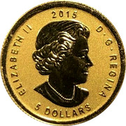 Canada 5 Dollars Maple Leaf (E=mc2 privy) 2015 Reverse Proof ELIZABETH II 2015 D∙G∙REGINA 5 DOLLARS coin obverse Canada 5 Dollars Maple Leaf (E=mc2 privy) 2015 Reverse Proof ELIZABETH II 2015 D∙G∙REGINA 5 DOLLARS coin obverse