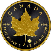 Canada 5 Dollars Maple Leaf - Gold Black Empire Edition 2017 BU CANADA 9999 9999 FINE SILVER 1 OZ ARGENT PUR coin reverse Canada 5 Dollars Maple Leaf - Gold Black Empire Edition 2017 BU CANADA 9999 9999 FINE SILVER 1 OZ ARGENT PUR coin reverse