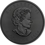 Canada 5 Dollars Maple Leaf - Gold Noir Edition 2015 BU ELIZABETH II 5 DOLLARS 2015 SB coin obverse Canada 5 Dollars Maple Leaf - Gold Noir Edition 2015 BU ELIZABETH II 5 DOLLARS 2015 SB coin obverse