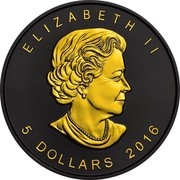 Canada 5 Dollars Maple Leaf (Gold Shadows Edition) 2016 BU ELIZABETH II 5 DOLLARS 2016 SB coin obverse Canada 5 Dollars Maple Leaf (Gold Shadows Edition) 2016 BU ELIZABETH II 5 DOLLARS 2016 SB coin obverse