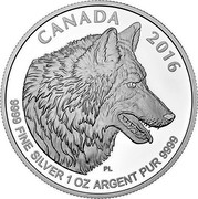 Canada 5 Dollars The Wolf 2016 KM# 1910 CANADA 2016 9999 FINE SILVER 1 OZ ARGENT PUR 9999 PL coin reverse Canada 5 Dollars The Wolf 2016 KM# 1910 CANADA 2016 9999 FINE SILVER 1 OZ ARGENT PUR 9999 PL coin reverse