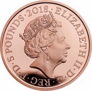 UK 5 Pounds 70th Birthday of HRH the Prince of Wales 2018 Proof 5 POUNDS 2018 ELIZABETH II D G REG FID DEF coin obverse UK 5 Pounds 70th Birthday of HRH the Prince of Wales 2018 Proof 5 POUNDS 2018 ELIZABETH II D G REG FID DEF coin obverse