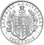UK 5 Pounds Sapphire Anniversary 2018 BU SAPPHIRE ANNIVERSARY E II R ST ∙ 1953 - 2018 ∙ coin reverse UK 5 Pounds Sapphire Anniversary 2018 BU SAPPHIRE ANNIVERSARY E II R ST ∙ 1953 - 2018 ∙ coin reverse