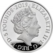 UK 5 Pounds Tower of London - The Yeoman Warders 2019 Proof • 5 POUNDS • 2019 • ELIZABETH II • D • G • REG • F • D • J.C coin obverse UK 5 Pounds Tower of London - The Yeoman Warders 2019 Proof • 5 POUNDS • 2019 • ELIZABETH II • D • G • REG • F • D • J.C coin obverse
