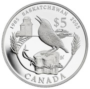 Canada $5 Saskatchewan Centennial 2005 Proof KM# 555 1905 SASKATCHEWAN 2005 $5 CANADA coin reverse Canada $5 Saskatchewan Centennial 2005 Proof KM# 555 1905 SASKATCHEWAN 2005 $5 CANADA coin reverse