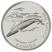 Canada 50 Cents Blue Whale 1998 Proof KM# 321 BALAENOPTERA MUSCULUS CANADA 50 CENTS 1998 coin reverse Canada 50 Cents Blue Whale 1998 Proof KM# 321 BALAENOPTERA MUSCULUS CANADA 50 CENTS 1998 coin reverse