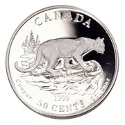 Canada 50 Cents Cougar 1999 Proof KM# 337 CANADA JAC 1999 COUGAR 50 CENTS COUGUAR coin reverse
