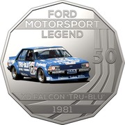 Australia 50 Cents Ford High Octane - 1981 XD Falcon Tru-Blu 2018 CoinCard FORD MOTORSPORT LEGEND 50 XD FALCON TRU-BLU 1981 coin reverse Australia 50 Cents Ford High Octane - 1981 XD Falcon Tru-Blu 2018 CoinCard FORD MOTORSPORT LEGEND 50 XD FALCON TRU-BLU 1981 coin reverse