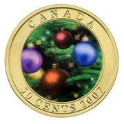 Canada 50 Cents Holiday Ornaments 2007 Specimen, Lenticular CANADA 50 CENTS coin reverse