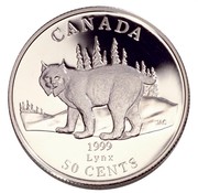 Canada 50 Cents Lynx 1999 Proof KM# 338 CANADA JAC 1999 LYNX 50 CENTS coin reverse