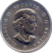 Canada 50 Cents Montreal Canadiens 2009  ELIZABETH II 50 CENTS D.G. REGINA coin obverse Canada 50 Cents Montreal Canadiens 2009  ELIZABETH II 50 CENTS D.G. REGINA coin obverse