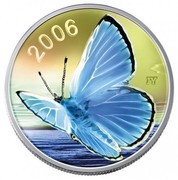 Canada 50 Cents Silvery Blue Butterfly 2006 Proof KM# 650 2006 JY coin reverse