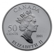 Canada 50 Cents The Maiden's Cove 2001 Proof KM# 425 CANADA 50 CENTS 2001 ELIZABETH II coin obverse Canada 50 Cents The Maiden's Cove 2001 Proof KM# 425 CANADA 50 CENTS 2001 ELIZABETH II coin obverse