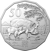 Australia 50 Cents The Pig 2019 UNC in Coincard 50 SMS 猪 coin reverse Australia 50 Cents The Pig 2019 UNC in Coincard 50 SMS 猪 coin reverse
