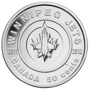 Canada 50 Cents Winnipeg Jets 2011 KM# 1180 WINNIPEG JETS 2011 2012 CANADA 50 CENTS coin reverse Canada 50 Cents Winnipeg Jets 2011 KM# 1180 WINNIPEG JETS 2011 2012 CANADA 50 CENTS coin reverse