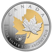 Canada 50 Dollars 25th Anniversary of the Maple Leaf 2013 KM# 1550 CANADA 9999 9999 25 YEARS ANS JLS FINE SILVER 5 OZ ARGENT PUR coin reverse