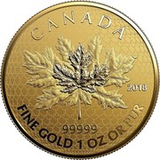 Canada 50 Dollars Fractional Maple Leaf Tribute 2018 Reverse Proof CANADA 2018 FINE GOLD 1 OZ OR PUR 99999 CH coin reverse Canada 50 Dollars Fractional Maple Leaf Tribute 2018 Reverse Proof CANADA 2018 FINE GOLD 1 OZ OR PUR 99999 CH coin reverse