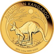 Australia 50 Dollars Kangaroo 2019 AUSTRALIAN KANGAROO 2019 1/2 OZ 9999 GOLD P AH coin reverse