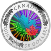 Canada 50 Dollars Lustrous Maple Leaves 2015 Proof KM# A2064 CANADA 50 DOLLARS 2015 coin reverse