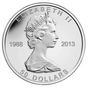 Canada 50 Dollars Maple Leaf 2013 Proof KM# 1509 ELIZABETH II 1988 2013 50 DOLLARS coin obverse