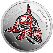 Canada 50 Dollars Mythical Realms of the Haida Series - Orca 2016 Proof CANADA AW 50 DOLLARS 2016 coin reverse