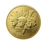 Canada 50 Dollars The End of Second World War 2005 Specimen, Proof KM# 566 1945 2005 50 DOLLARS coin reverse Canada 50 Dollars The End of Second World War 2005 Specimen, Proof KM# 566 1945 2005 50 DOLLARS coin reverse