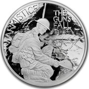 UK 500 Pounds 100th Anniv First World War Armistice 2018 ARMISTICE THE GUNS FALL SILENT coin reverse UK 500 Pounds 100th Anniv First World War Armistice 2018 ARMISTICE THE GUNS FALL SILENT coin reverse