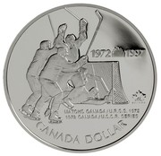 Canada Dollar Hockey Victory (1997) Proof KM# 282 1972 1997 CANADA MATCHS CANADA/U.R.S.S. 1972 1972 CANADA/U.S.S.R SERIES CANADA DOLLAR coin reverse Canada Dollar Hockey Victory (1997) Proof KM# 282 1972 1997 CANADA MATCHS CANADA/U.R.S.S. 1972 1972 CANADA/U.S.S.R SERIES CANADA DOLLAR coin reverse
