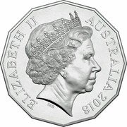 Australia Fifty Cents AC/DC 45 Years of Thunder 2018 ELIZABETH II AUSTRALIA 2018 coin obverse Australia Fifty Cents AC/DC 45 Years of Thunder 2018 ELIZABETH II AUSTRALIA 2018 coin obverse