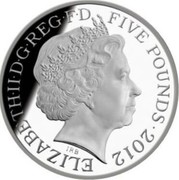 UK Five Pounds London Olympics 2012 Proof ELIZABETH∙II∙D∙G∙REG∙F∙D FIVE POUNDS∙2012 IRB coin obverse