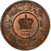 Canada Half cent (Victoria) KM# 5 HALF CENT 1861 NEW BRUNSWICK coin reverse Canada Half cent (Victoria) KM# 5 HALF CENT 1861 NEW BRUNSWICK coin reverse