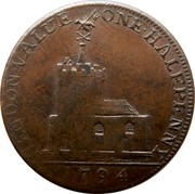 UK Halfpenny Middlesex - Hendon B Price 1794  HENDON ∙ VALUE ONE ∙ HALFPENNY 1794 coin obverse