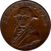 UK Halfpenny (Middlesex - Lackington's) J.L.ACKINGTON 1794 coin obverse UK Halfpenny (Middlesex - Lackington's) J.L.ACKINGTON 1794 coin obverse