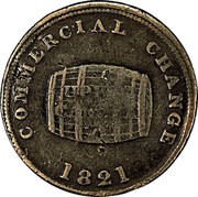 Canada Halfpenny Sloop Token - Commercial Change, Cask 1821 HALFPENNY TOKEN UPPER CANADA coin obverse Canada Halfpenny Sloop Token - Commercial Change, Cask 1821 HALFPENNY TOKEN UPPER CANADA coin obverse