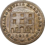 Canada Halfpenny Wholesale & Retail Hardware Store 1816  WHOLESALE & RETAIL HARDWARE STORE 1816 coin obverse Canada Halfpenny Wholesale & Retail Hardware Store 1816  WHOLESALE & RETAIL HARDWARE STORE 1816 coin obverse