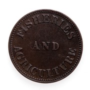 Canada One Cent Fisheries and Agriculture 1855 PE-6A1 FISHERIES AND AGRICULTURE coin obverse Canada One Cent Fisheries and Agriculture 1855 PE-6A1 FISHERIES AND AGRICULTURE coin obverse