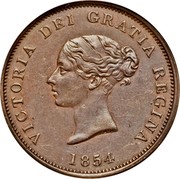 Canada One Penny Currency Victoria 1854 KM# 4 VICTORIA DEI GRATIA REGINA 1854 coin obverse Canada One Penny Currency Victoria 1854 KM# 4 VICTORIA DEI GRATIA REGINA 1854 coin obverse